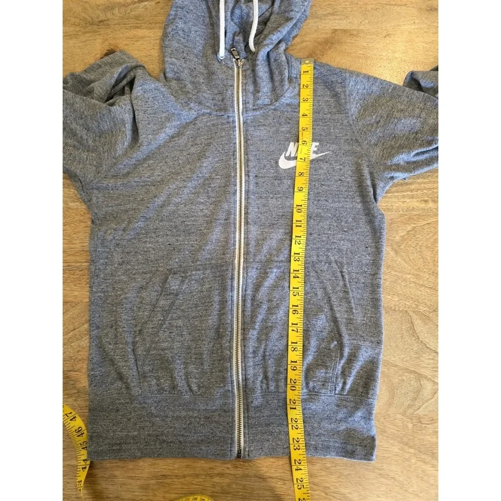 Nike Womens Full Zip Hoodie Size M Gray Pockets Long Sleeve Organic Cotton